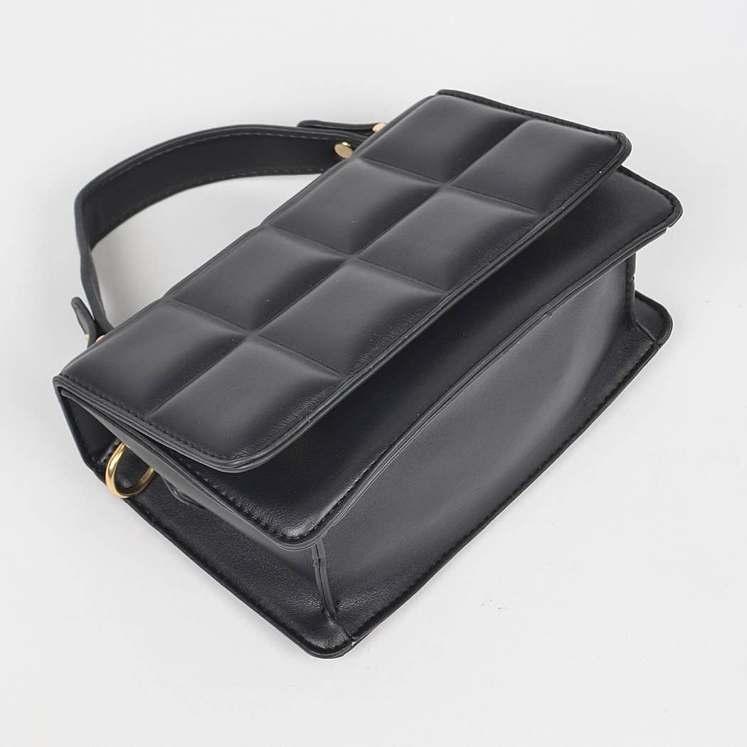 Quilted Top Handle Bag: Teal