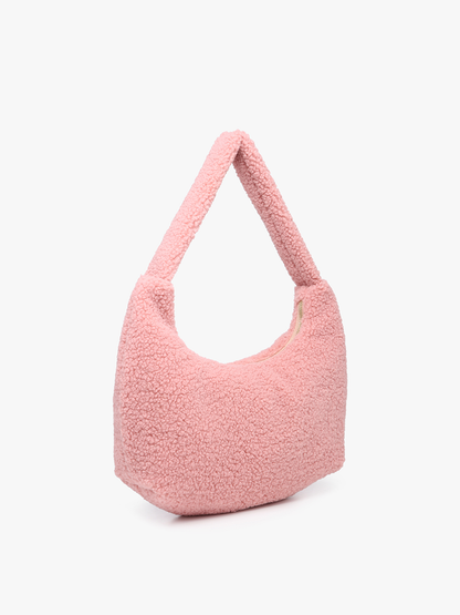 Polly Sherpa Shoulder Bag w/ Top Zip Closure | M2371 : Off-White