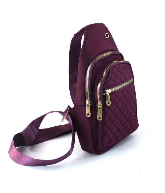 Sleek Quilted Nylon Sling Bag - Multi-Pocket Chest Pack - alternate view 2