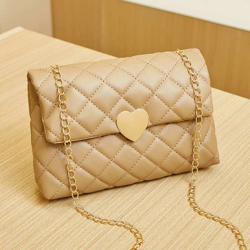 Love heart bag lingge crossbody: Black / M