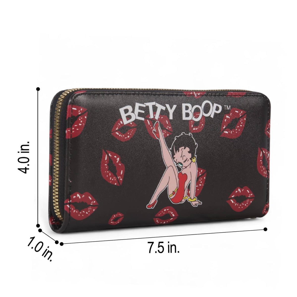 Betty Boop Classic Zip Wallet with Wrist Strap
