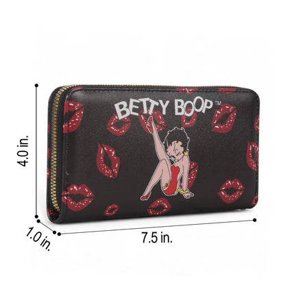 Betty Boop Classic Zip Wallet with Wrist Strap