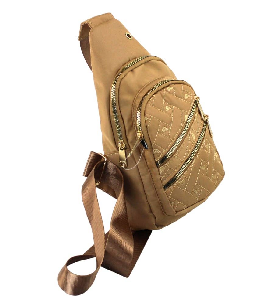 Polished Nylon Sling Bag - Sleek Multi-Pocket Chest Pack