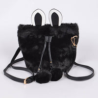 Faux Fur Bunny Clutch: Black