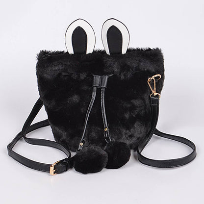 Faux Fur Bunny Clutch: Black