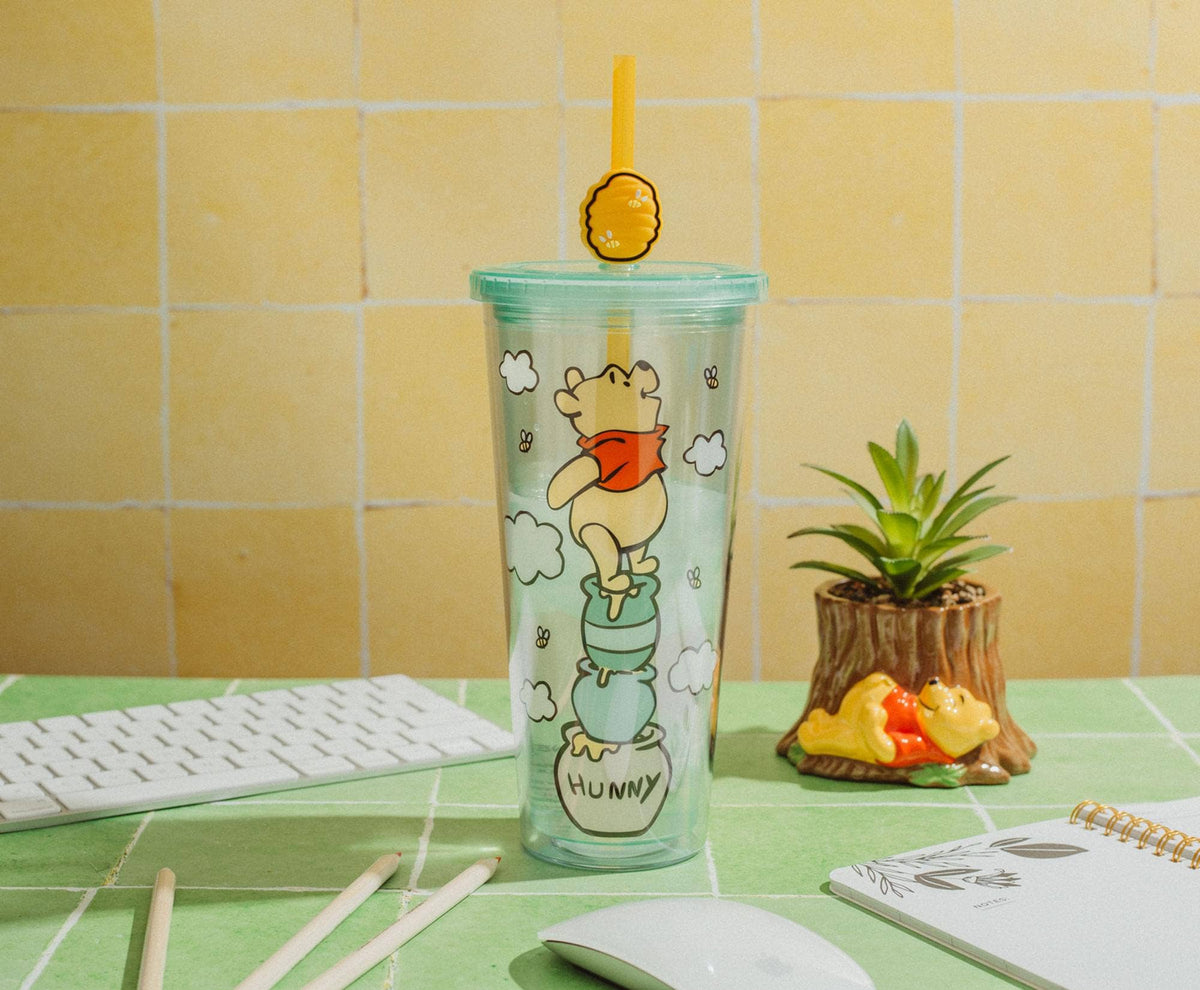 Winnie the Pooh Honey Cold Cup with Lid and Straw