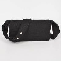 Embossed Micro Suede Shoulder Bag: Black