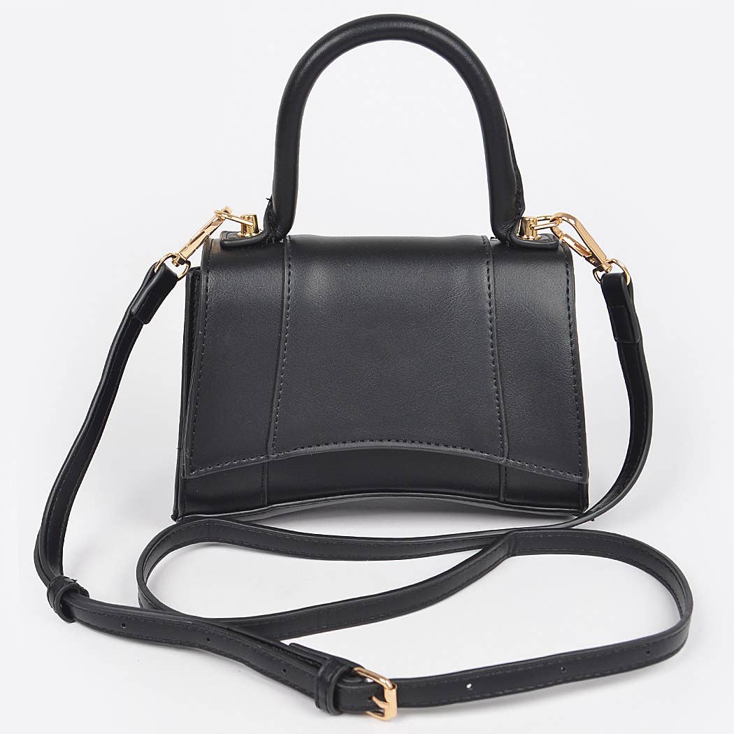 Faux Leather Top Handle Bag: Lavender