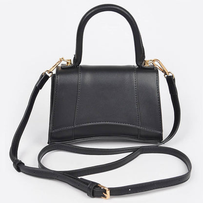 Faux Leather Top Handle Bag: Lavender