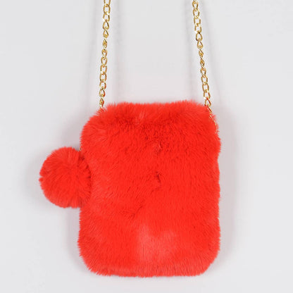 Faux Fur Cellphone Bag: Mustard