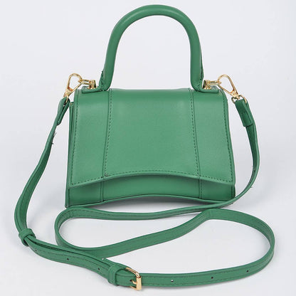 Faux Leather Top Handle Bag: Lavender