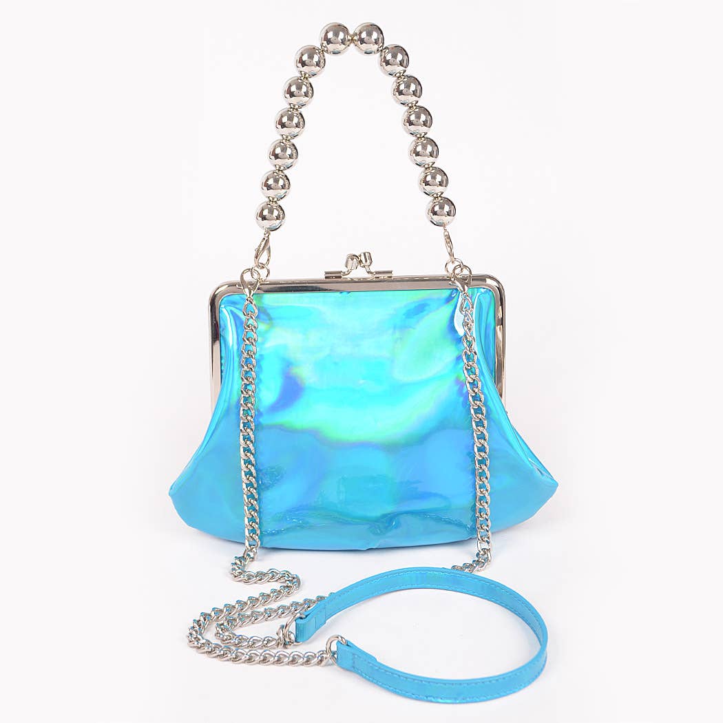 Mirror Metallic Ball Chain Frame Bag: Green