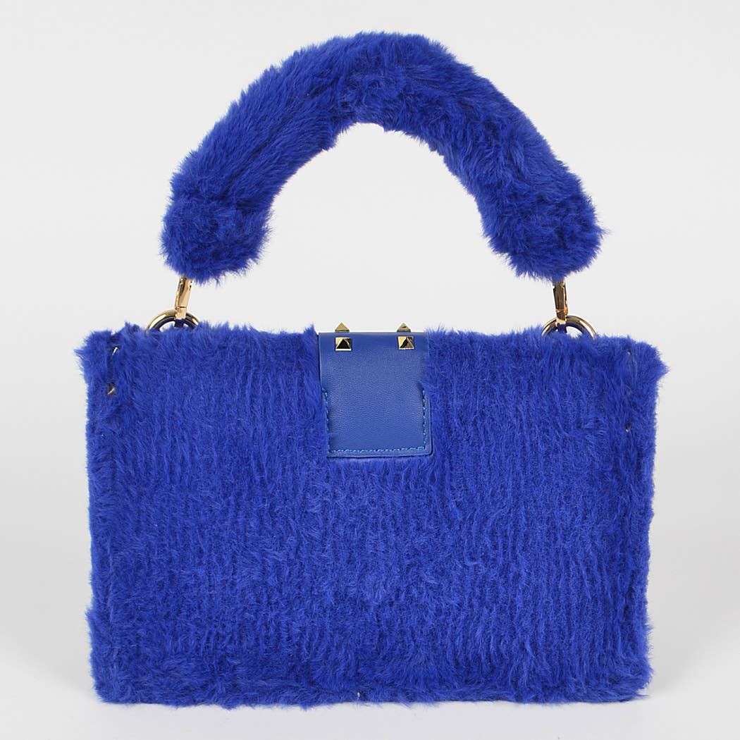 HPC3207 FAUX FUR CLEAR CLUTCH W/ DETACHABLE PURSE: Mustard