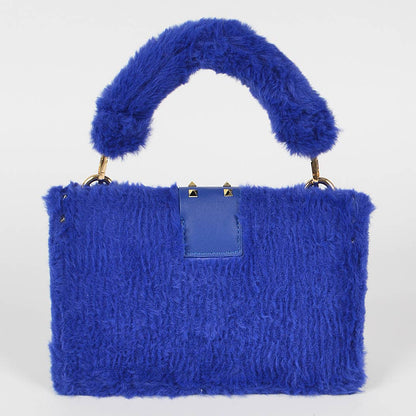 HPC3207 FAUX FUR CLEAR CLUTCH W/ DETACHABLE PURSE: Mustard