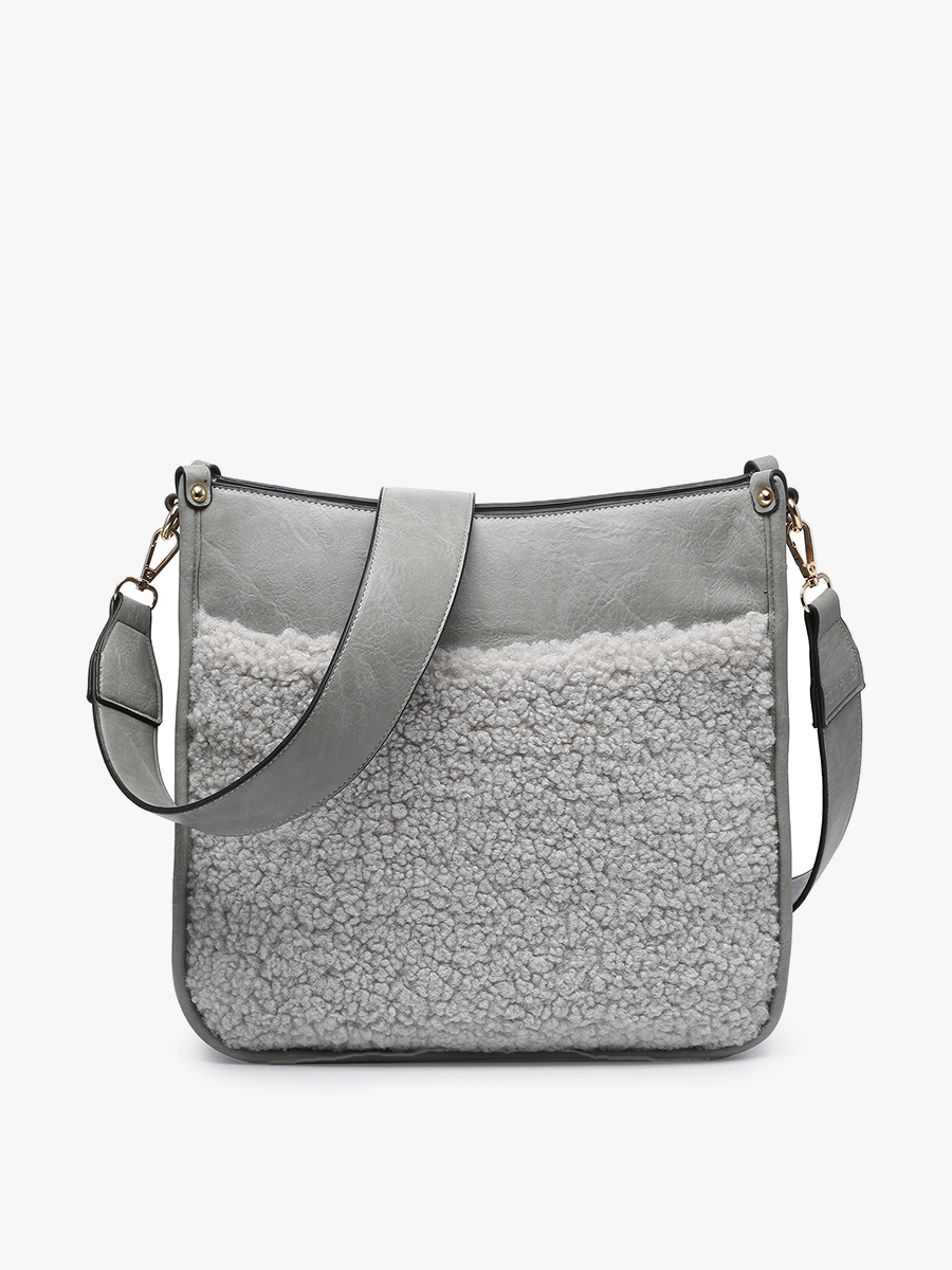 Chloe Teddy Trim Crossbody with Guitar Strap | M1977TED : Blush