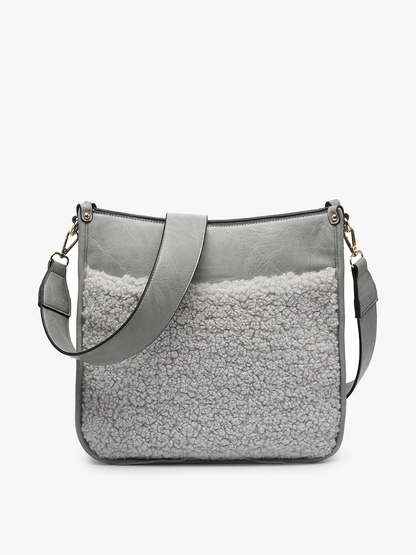 Chloe Teddy Trim Crossbody with Guitar Strap | M1977TED : Blush