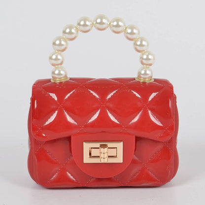Jelly Shiney Mini Bag W Imitation Pearl Handle: Yellow