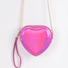 Heart Shape Mirror Metallic Crossbody Bag: Red
