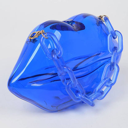 Clear Lip Plastic Bag W/chain: Neon Orange