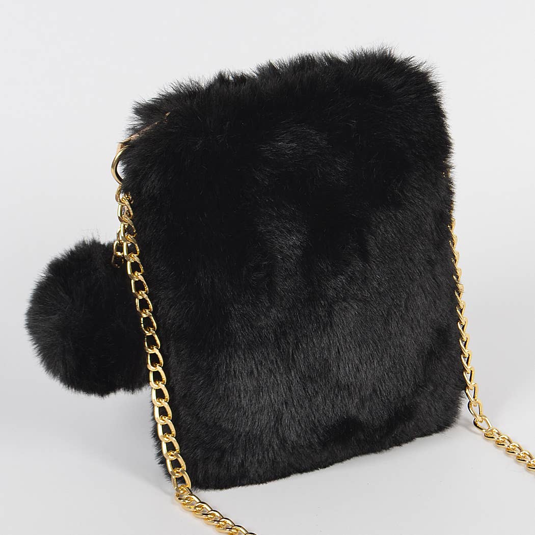 Faux Fur Cellphone Bag: Mustard