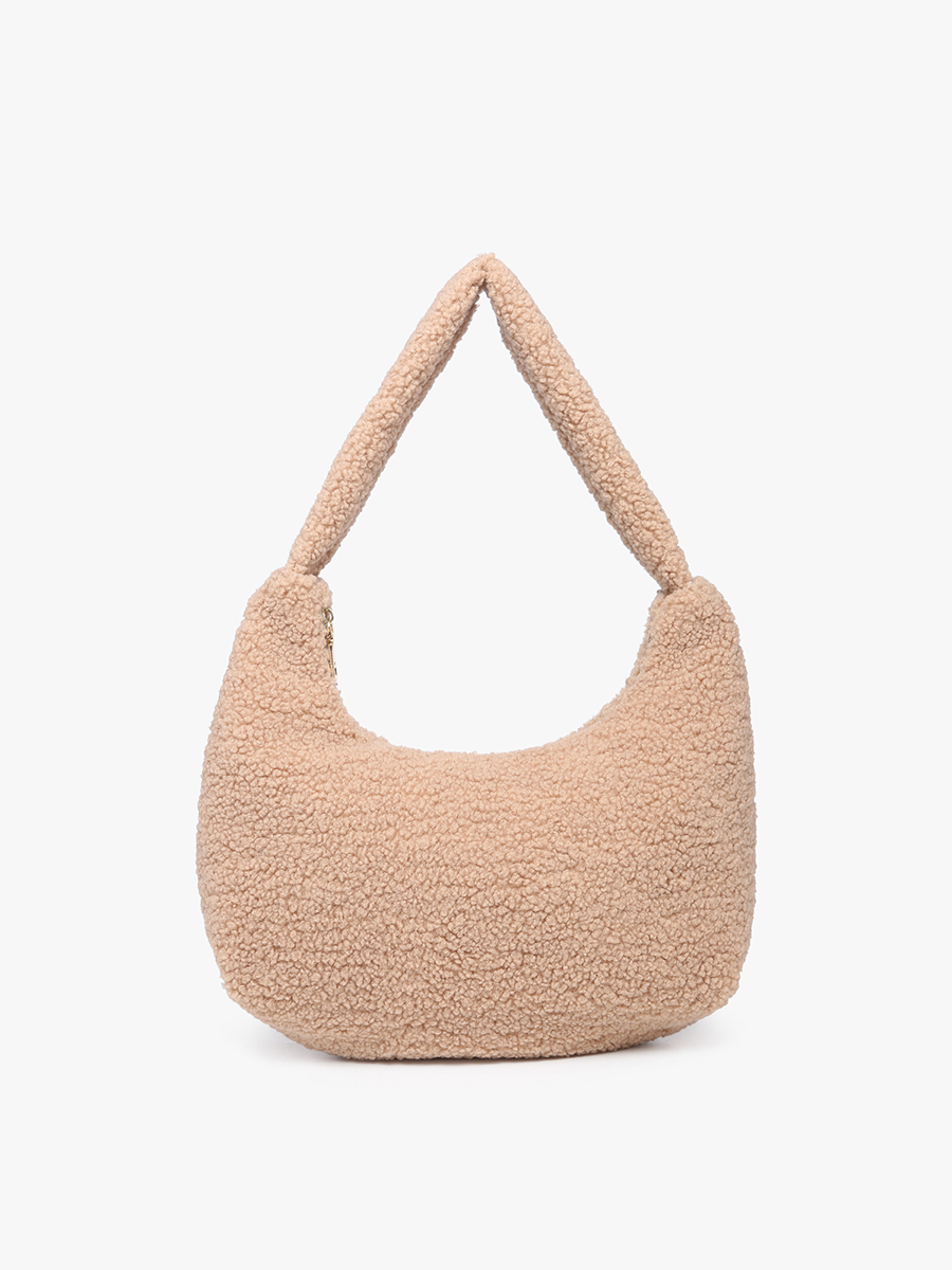 Polly Sherpa Shoulder Bag w/ Top Zip Closure | M2371 : Tan