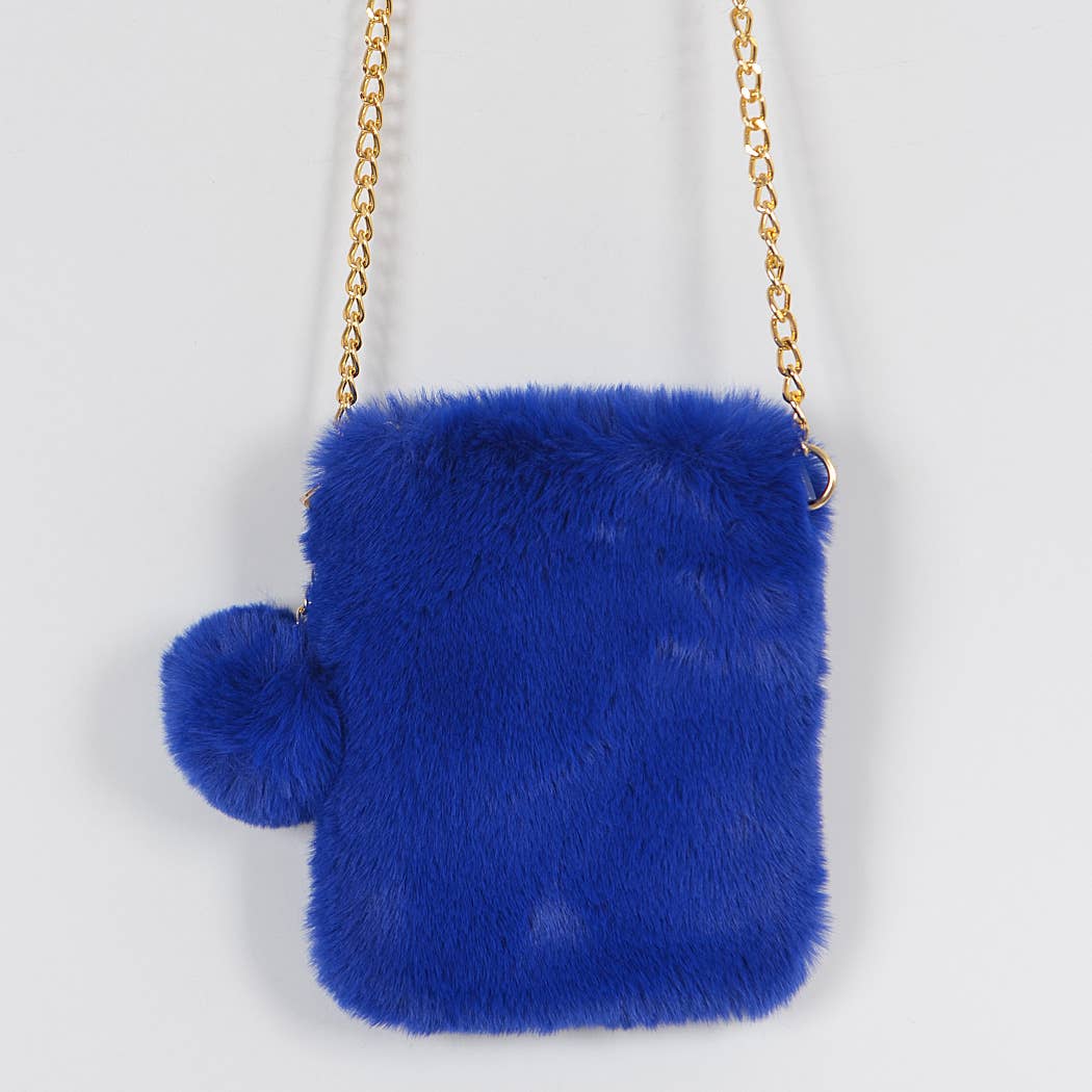 Faux Fur Cellphone Bag: Mustard