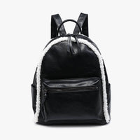 Sherpa Trim Backpack – Front Pocket Vegan Bag | BP2420 : Black