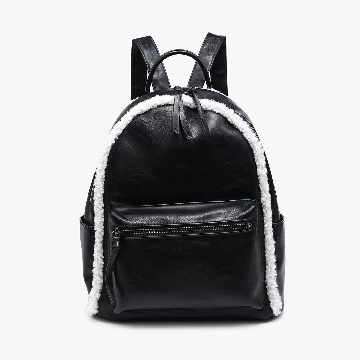 Sherpa Trim Backpack – Front Pocket Vegan Bag | BP2420 : Brown