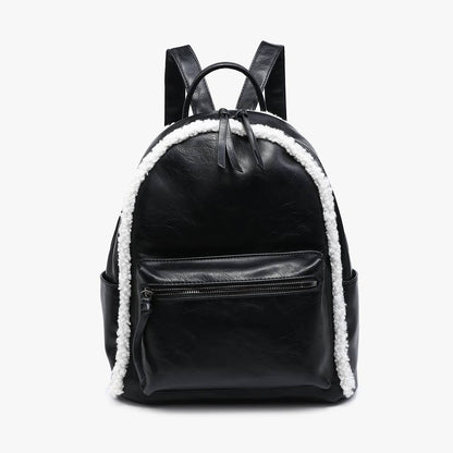 Sherpa Trim Backpack – Front Pocket Vegan Bag | BP2420 : Brown