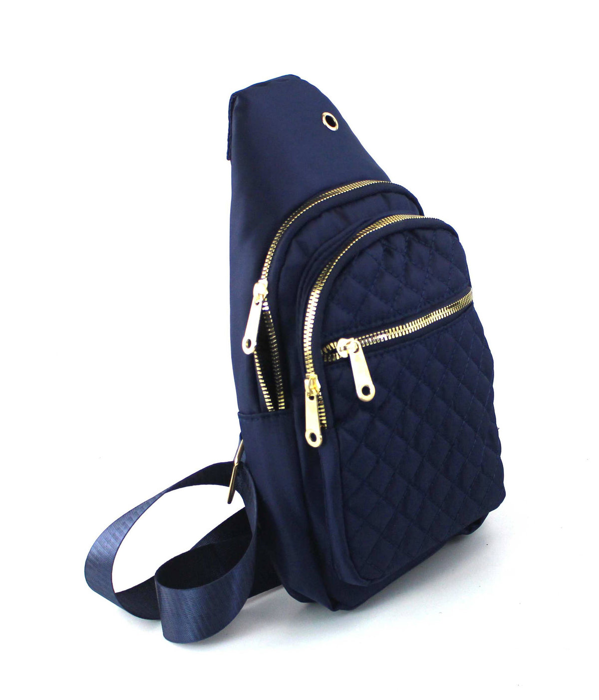 Sleek Quilted Nylon Sling Bag - Multi-Pocket Chest Pack