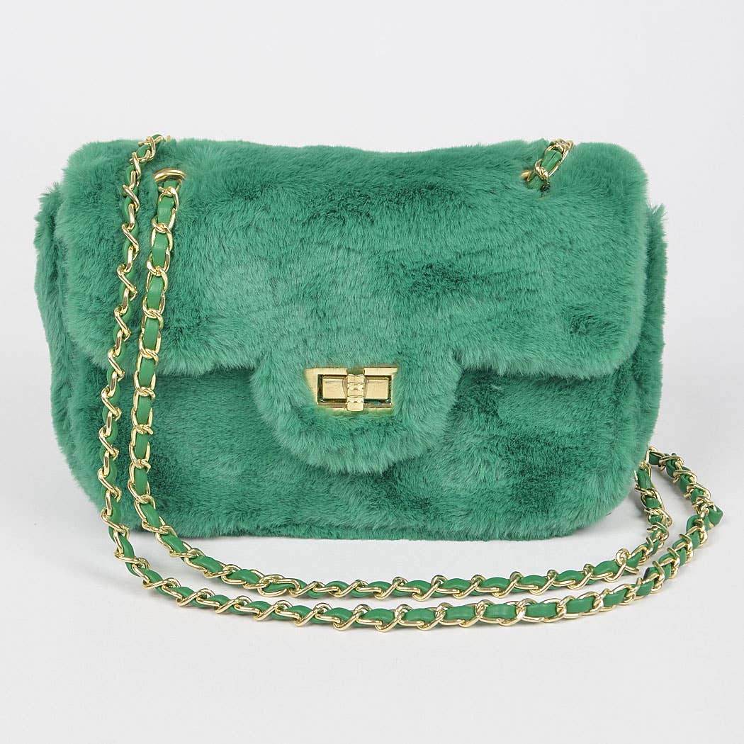 Faux Wool Flap Shoulder Bag: Camel