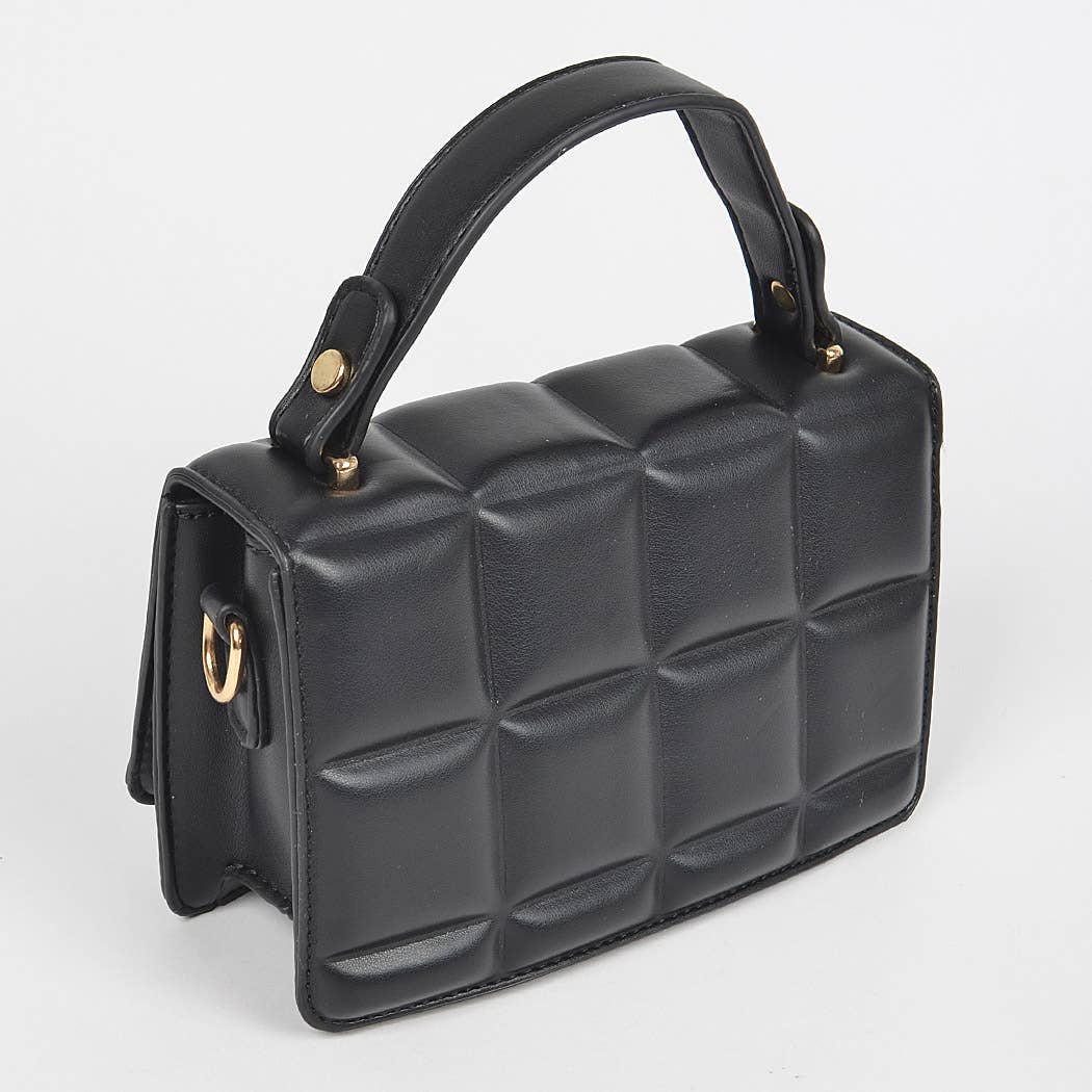Quilted Top Handle Bag: Teal
