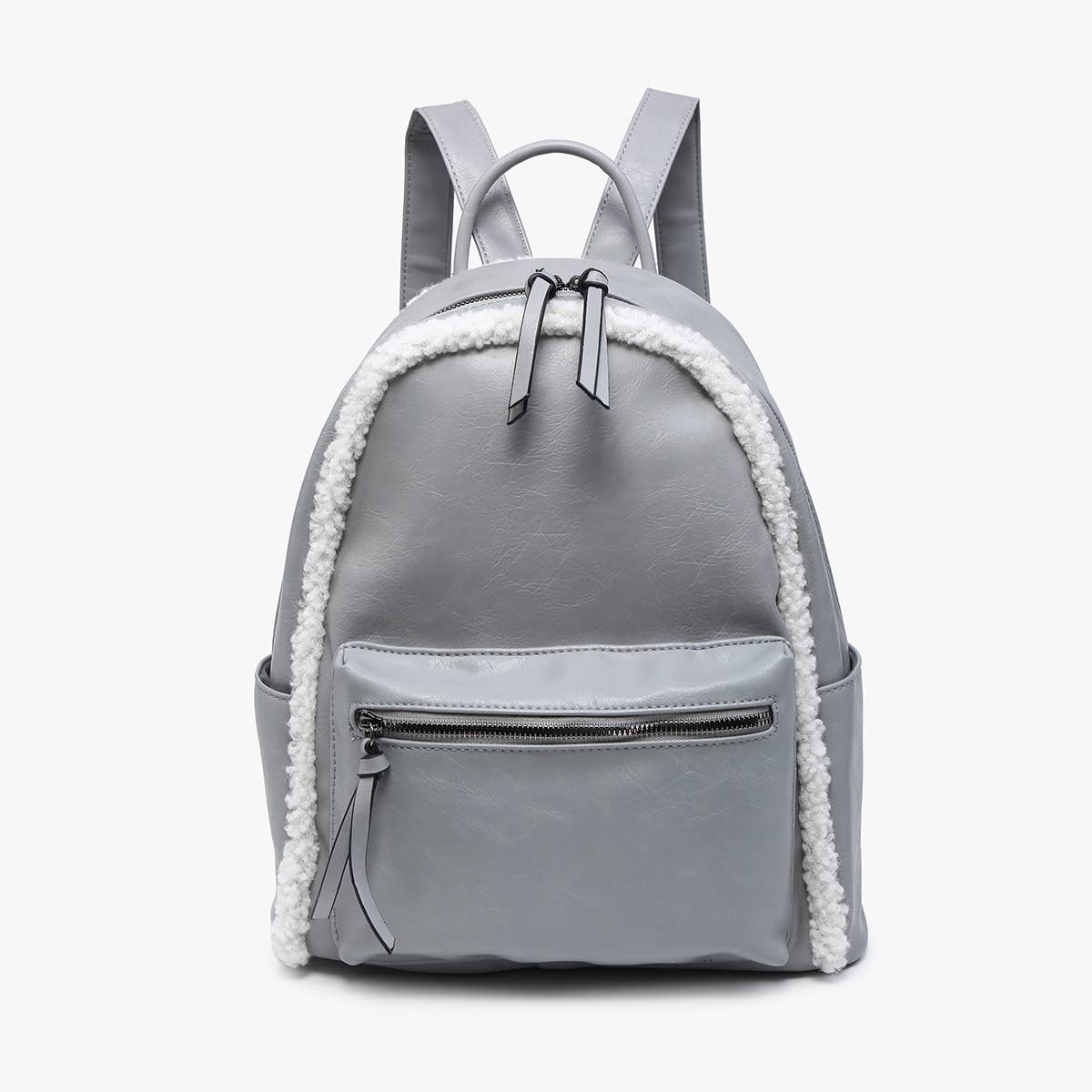 Sherpa Trim Backpack – Front Pocket Vegan Bag | BP2420 : Black