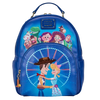 A blue Disney Toy Story mini backpack featuring character graphics and a large Woody and Buzz Lightyear illustration on the front pocket, shown against a plain white background.