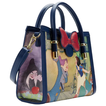 Handbag with animated character design on a white background