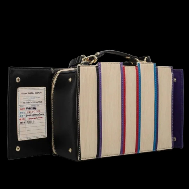 Handbag with striped design on a white background