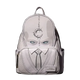 Backpack designed like a character with a helmet and visor on a dark background