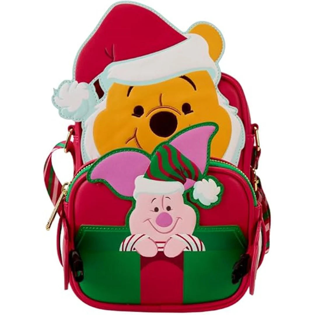Loungefly Disney Winnie the Pooh Santa Winnie and Piglet Crossbuddies Crossbody Bag with Coin Bag