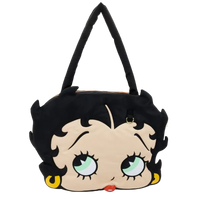 Cartoon character bag with a black hairdo on a white background