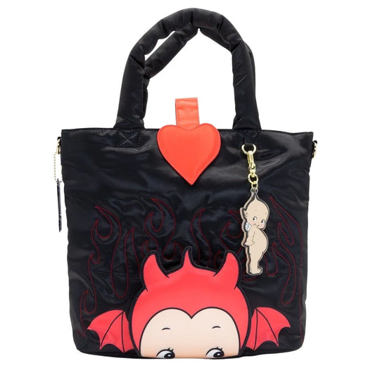 Kewpie Devil Puffy Tote Bag with Angel Acrylic Charm Whatever Makes You Happy