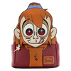 A Disney Loungyfi character backpack featuring a stylized cartoon face with orange hair, large eyes, and a red-brown body, shown on a plain white background.