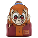 A Disney Loungyfi character backpack featuring a stylized cartoon face with orange hair, large eyes, and a red-brown body, shown on a plain white background.