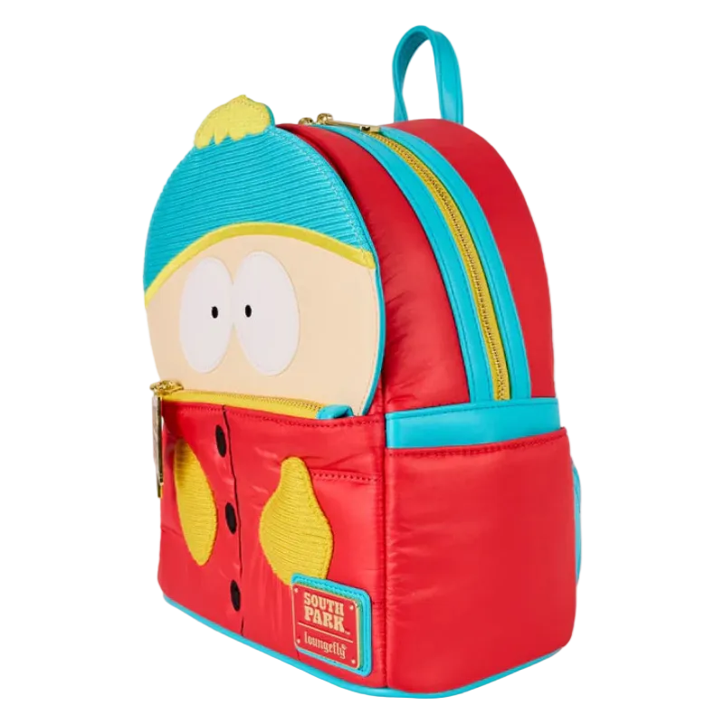 Backpack with a cartoon character face on a white background