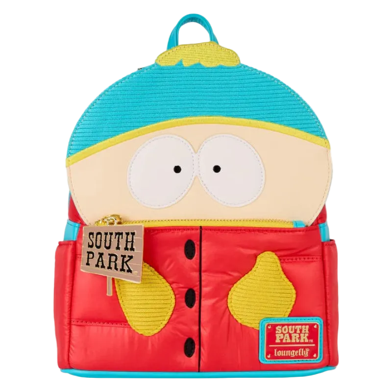 South Park-themed backpack with character design on a white background