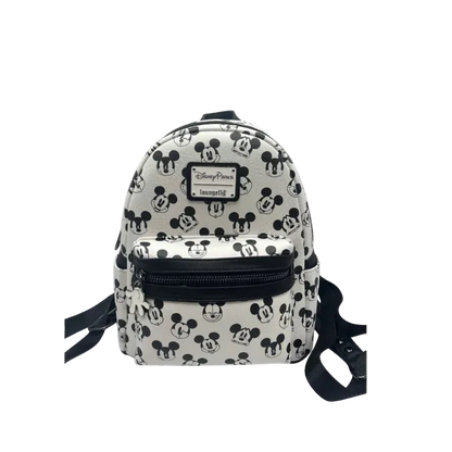 Mickey Mouse Faces Black & White Allover Print Mini Backpack