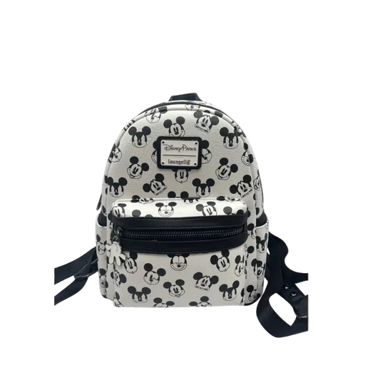 Mickey Mouse Faces Black & White Allover Print Mini Backpack