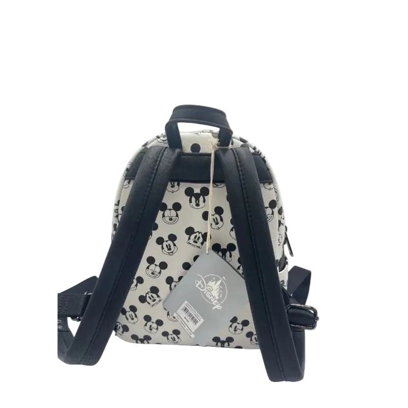 Mickey Mouse Faces Black & White Allover Print Mini Backpack