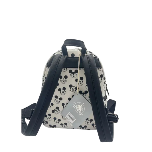 Mickey Mouse Faces Black & White Allover Print Mini Backpack