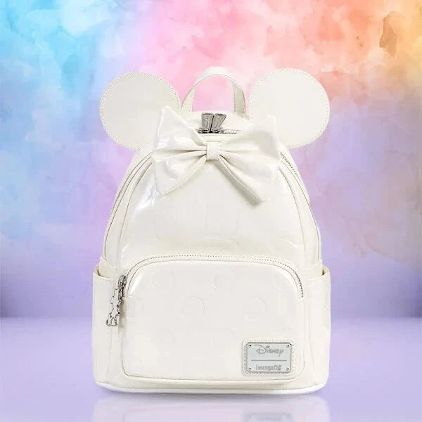 Loungefly Disney Minnie Mouse Wedding Pearl Irridescent Mini Backpack