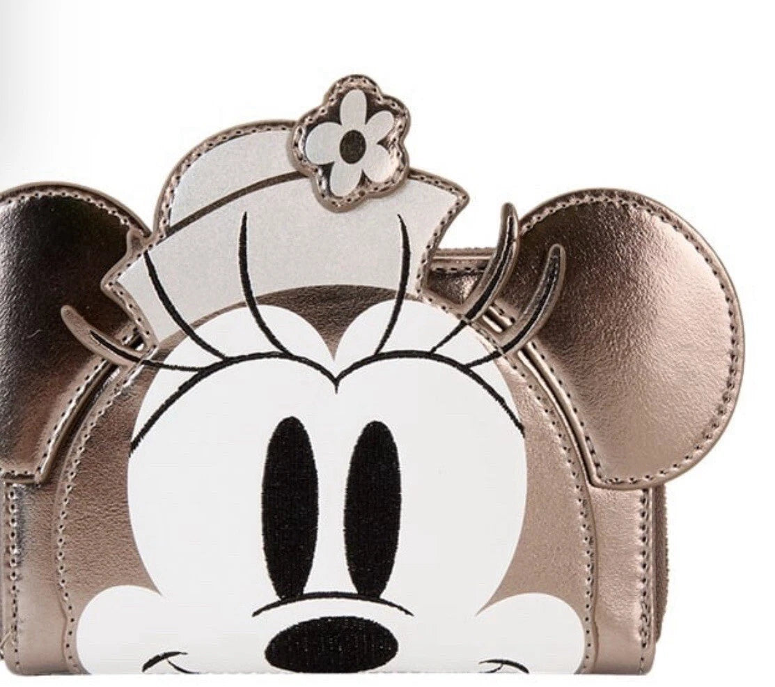Loungefly D23 2024 Steamboat Willie Platinum Minnie Mouse Mini Backpack
